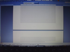 Three pages of this, but no spaces, so NaNo count would say it's one word. Darned second keyboard.